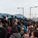 Protesters and travelers make their way to Hong Kong International Airport on Aug. 12, 2019 in Hong Kong.